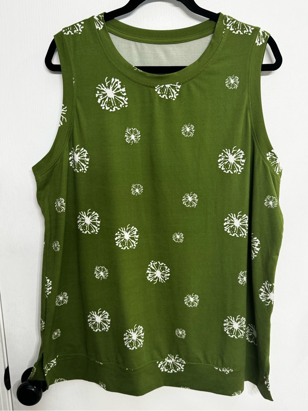 Olive Green Printed Sleeveless Tank Top